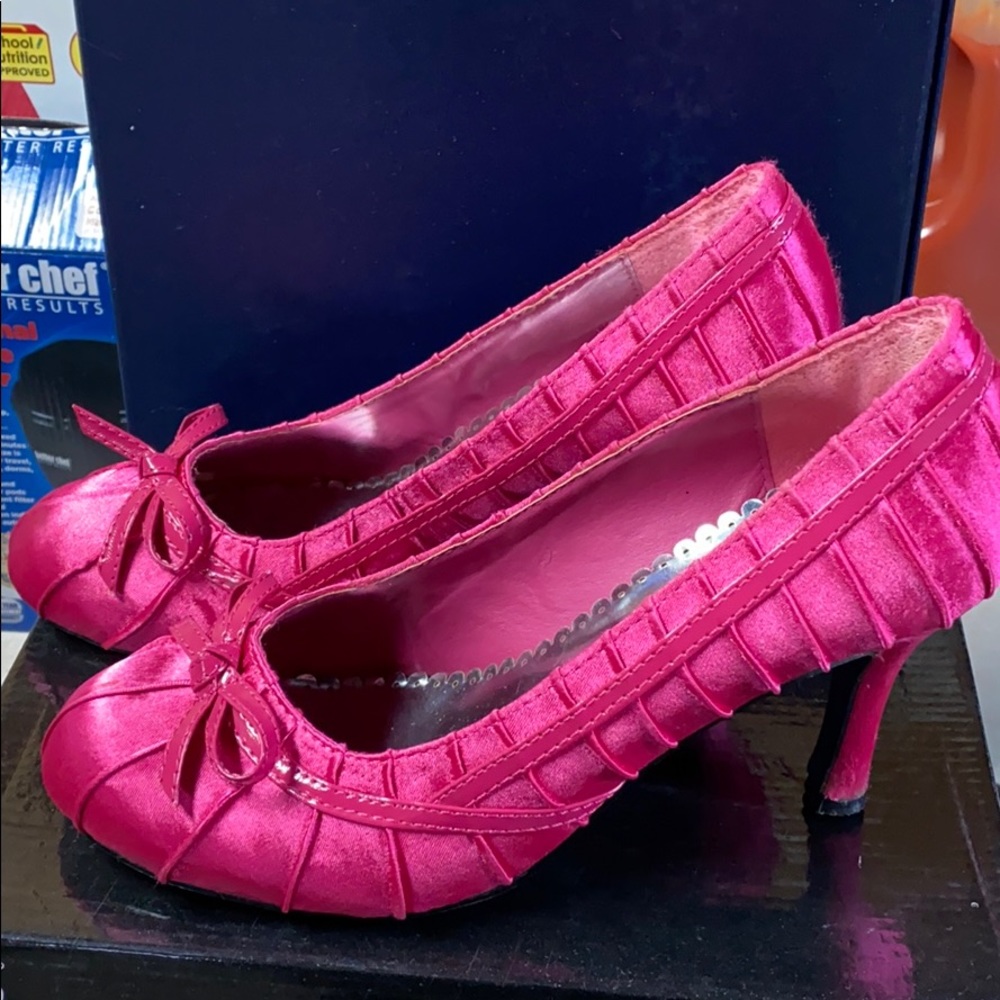 Pink Satin Heels